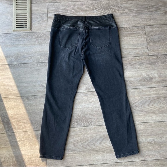 Current Elliott The Fused High Waist Stiletto Jeans Faux-Leather Trim - Picture 14 of 15